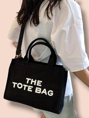 Like New 🖤 Amazon Black Canvas "The Tote Bag" Crossbody Bag Medium